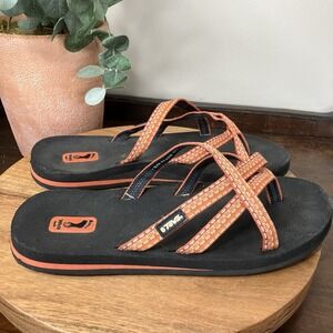 Teva Women's Olowahu Sandals Flip Flops Size 7 Strappy Orange Multi Color
